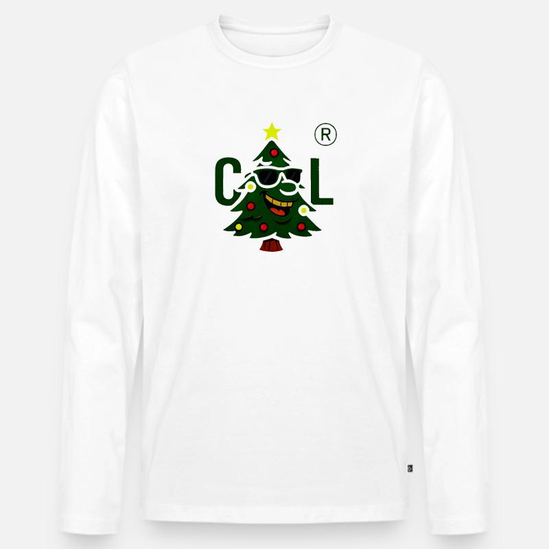 Weihnachtsbaum mit cooler Sonnenbrille - Männer Premium Bio Langarmshirt - Weiß