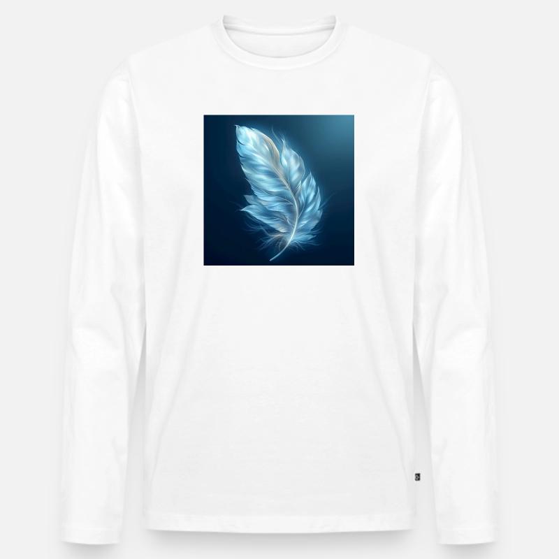 Ätherische Feder leuchtend – Symbol des Lichts - Männer Premium Bio Langarmshirt - Weiß