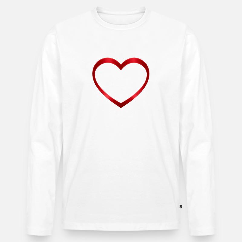 NEU – Leuchtendes rotes Herz-Design – Wunderschön! - Männer Premium Bio Langarmshirt - Weiß