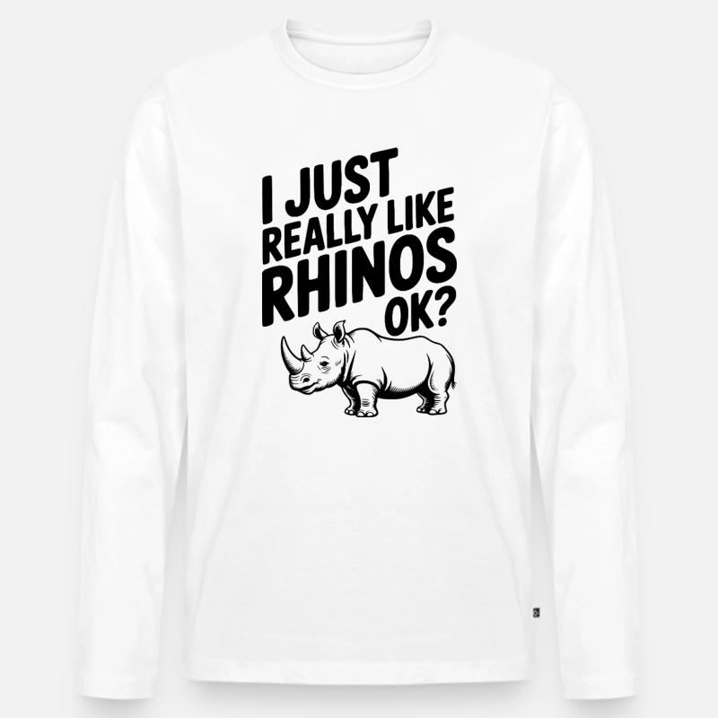 Ich mag Nashörner einfach wirklich, okay? - Männer Premium Bio Langarmshirt - Weiß