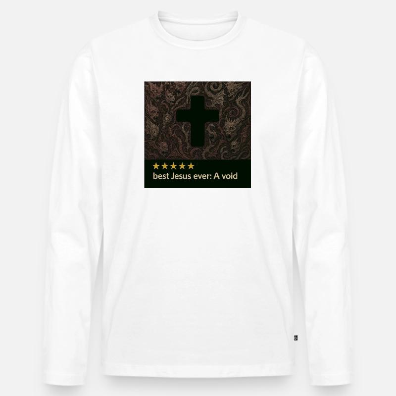 Kreuz im dunklen Nichts - Männer Premium Bio Langarmshirt - Weiß
