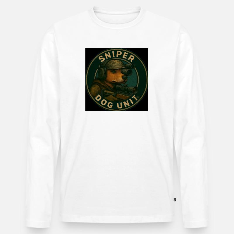 Sniper Dog Unit - Männer Premium Bio Langarmshirt - Weiß