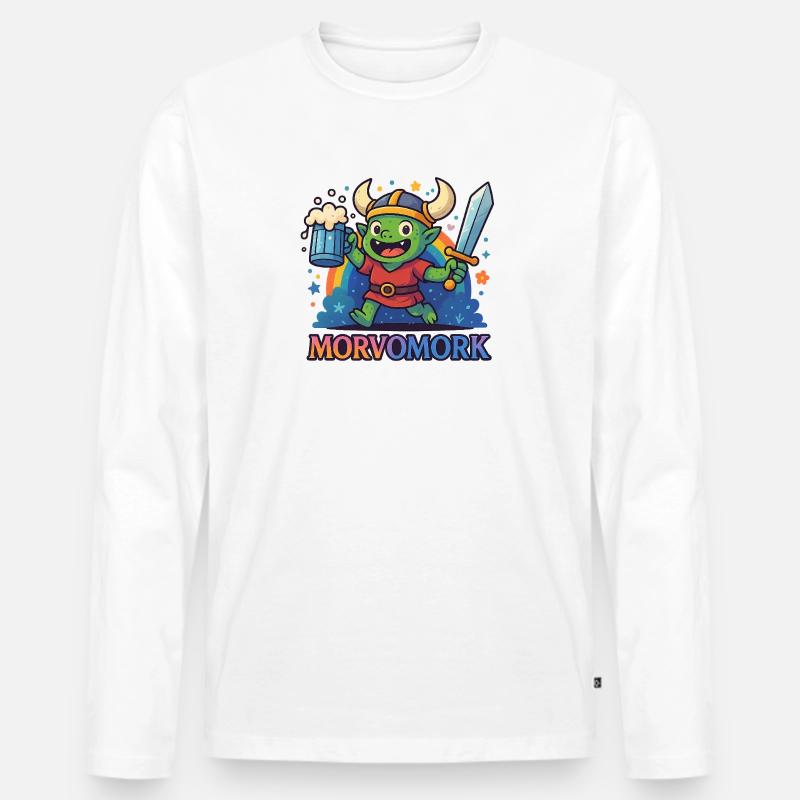 Goblin Vichingo Divertente Eroe - Maglia a manica lunga ecologica premium da uomo - bianco