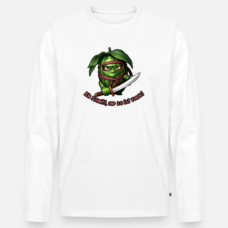 Wassermelonen-Ninja mit Schwert - Männer Premium Bio Langarmshirt - Weiß