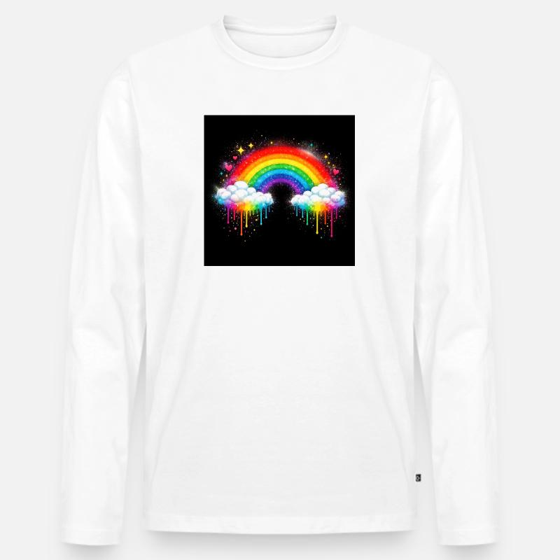 Regenbogenwolke Graffiti-Drop - Männer Premium Bio Langarmshirt - Weiß