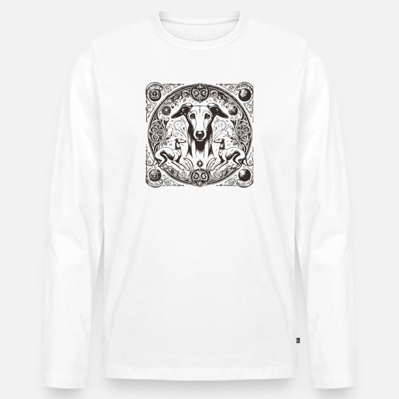 Greyhound Mandala Ornament - Männer Premium Bio Langarmshirt - Weiß