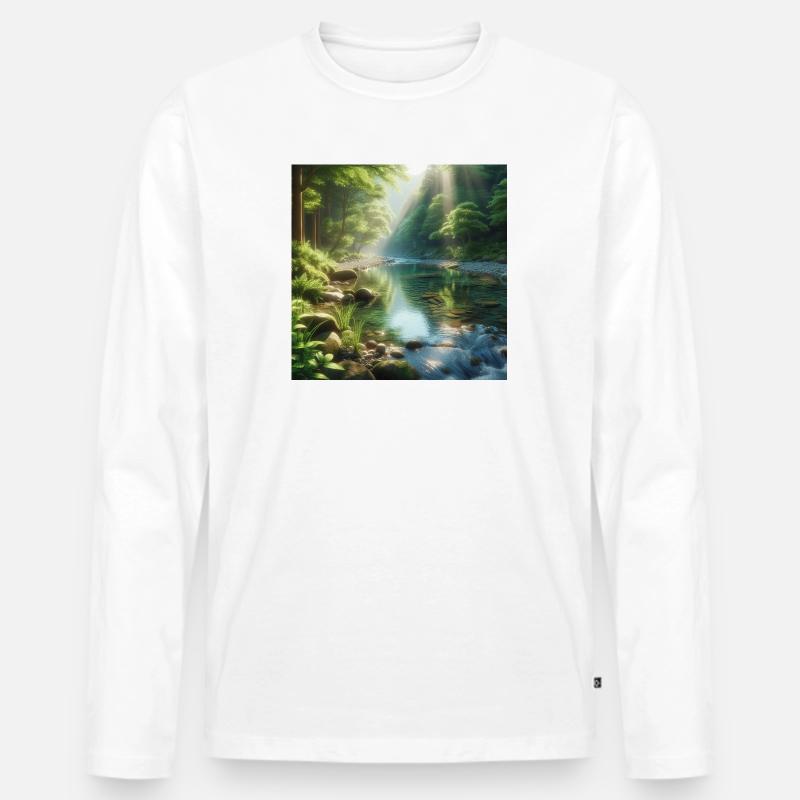 Ruhiges Skogsbäck - Männer Premium Bio Langarmshirt - Weiß