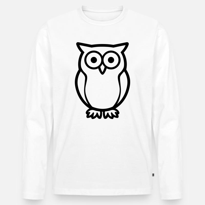 Eule - Männer Premium Bio Langarmshirt - Weiß