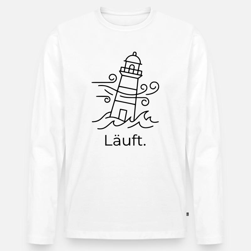 Läuft Leuchtturm - Männer Premium Bio Langarmshirt - Weiß