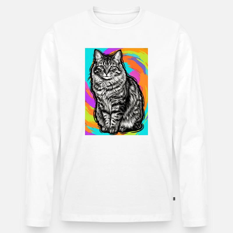 Katze - Männer Premium Bio Langarmshirt - Weiß