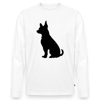 Hund - Männer Premium Bio Langarmshirt - Weiß - Vorne - Nico (187cm)