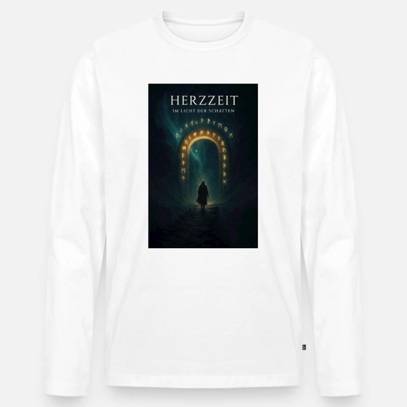 Herzzeit - Männer Premium Bio Langarmshirt - Weiß