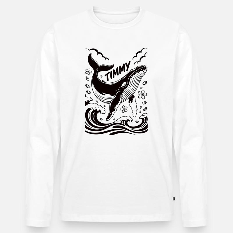 Timmy der Wal - Männer Premium Bio Langarmshirt - Weiß