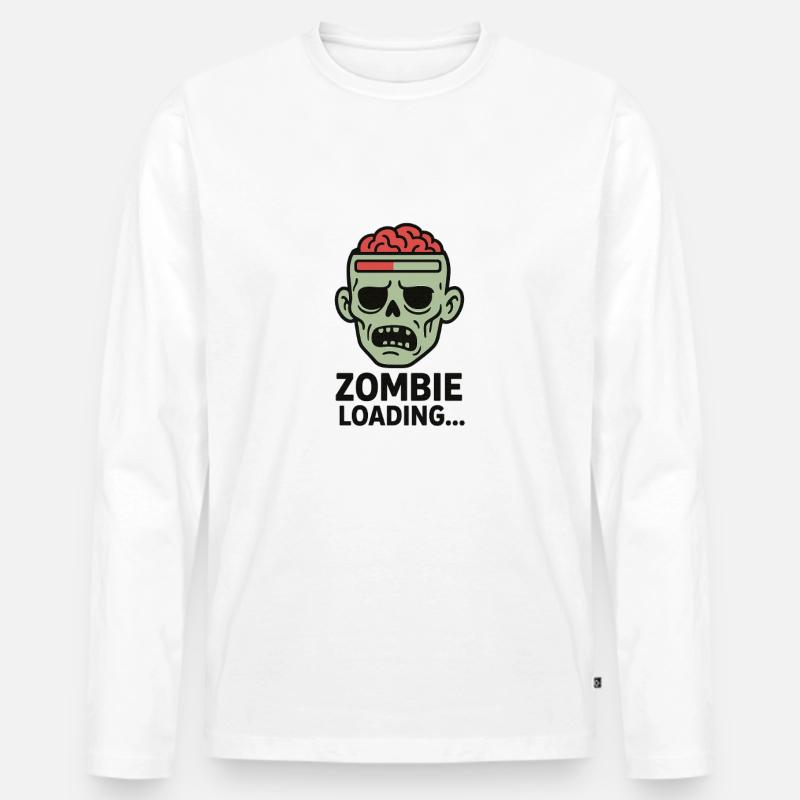 Zombie Loading Schädel Grafik - Männer Premium Bio Langarmshirt - Weiß