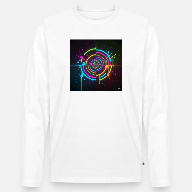 Neon Kreis Splatter - Männer Premium Bio Langarmshirt - Weiß