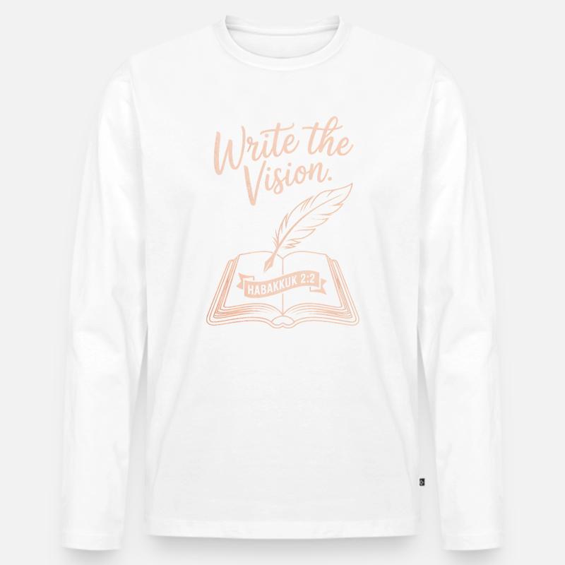 Schreib das Vision Habakkuk Tee - Männer Premium Bio Langarmshirt - Weiß