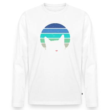 Cheeky black cat retro vintage - Men's Premium Organic Long Sleeve Shirt - white - Front - Nico (187cm)