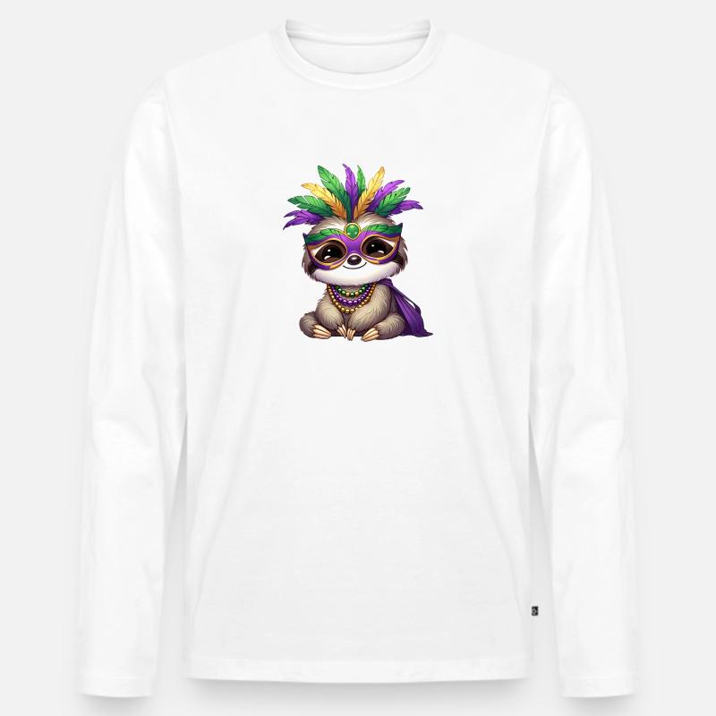 Mardi Gras Faultier Comic Design - Männer Premium Bio Langarmshirt - undefined