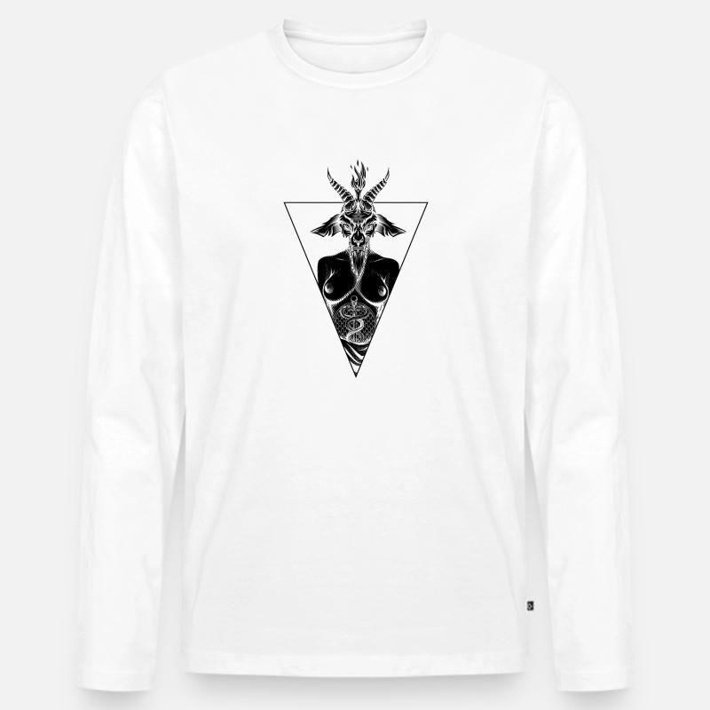 Dämonische Baphomet-Ziege - Männer Premium Bio Langarmshirt - Weiß