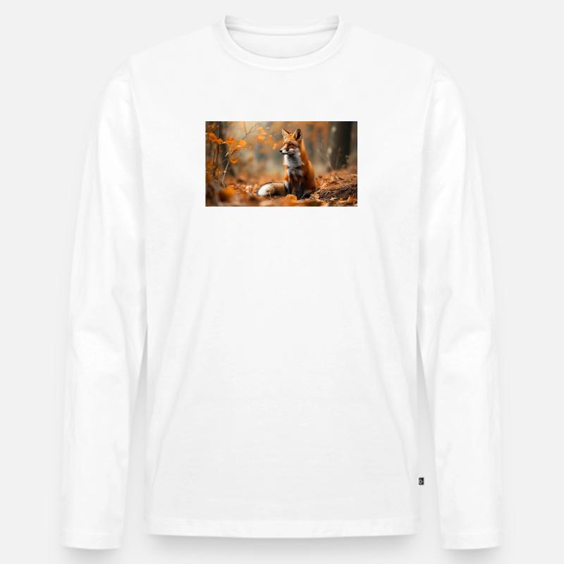 Fuchs im Herbst - Männer Premium Bio Langarmshirt - Weiß