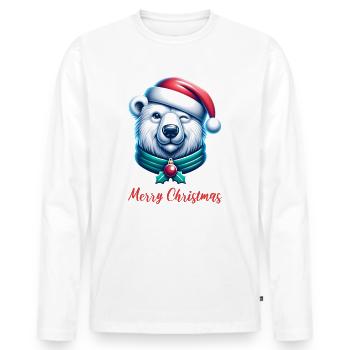 Polar Bear Christmas Merry Christmas - Men's Premium Organic Long Sleeve Shirt - white - Front - Nico (187cm)