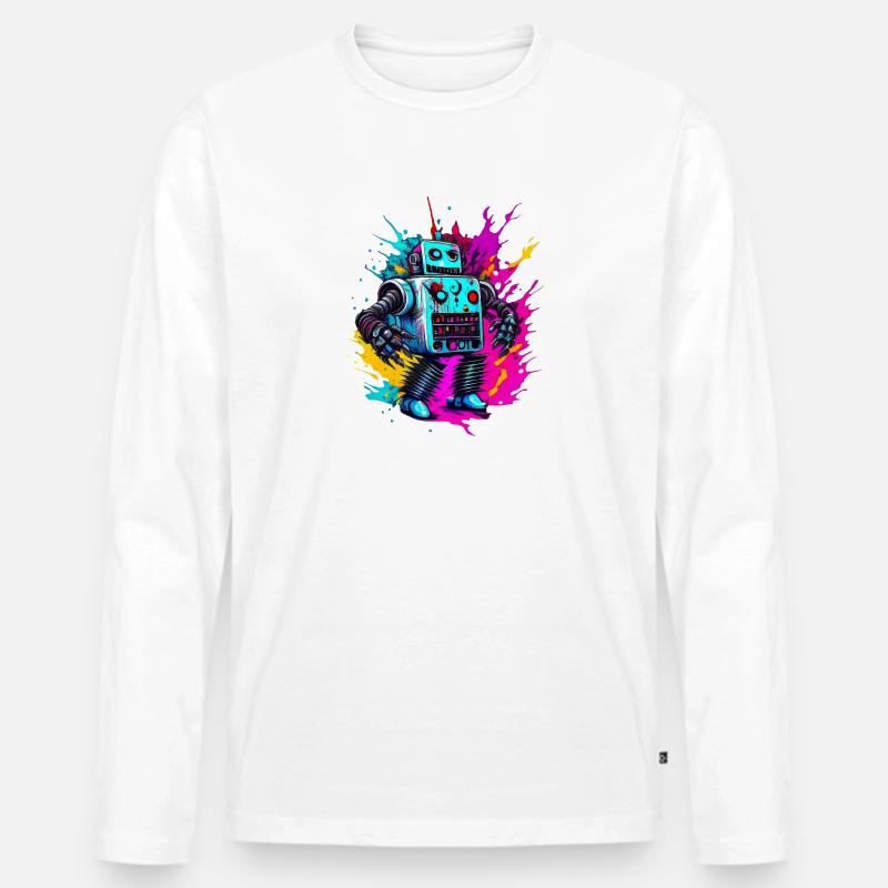 Evil Robot Series 010 - Männer Premium Bio Langarmshirt - Weiß