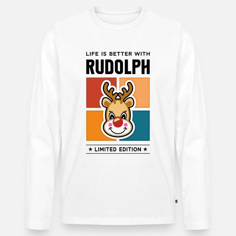 Rudolph - Männer Premium Bio Langarmshirt - Weiß