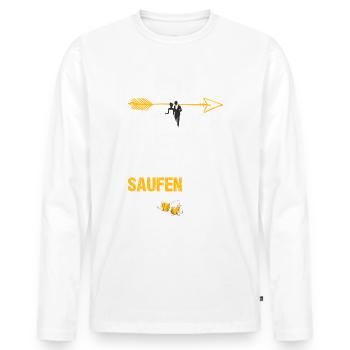 Er ist der Depp Junggesellenabschied Bräutigam - Männer Premium Bio Langarmshirt - Weiß - Vorne - Nico (187cm)