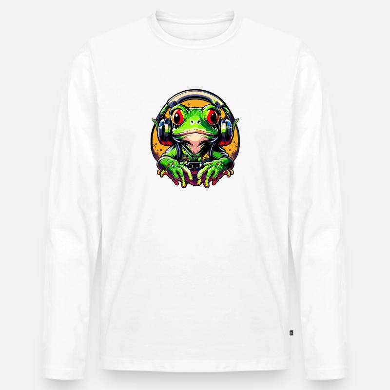 gaming frog - Männer Premium Bio Langarmshirt - Weiß