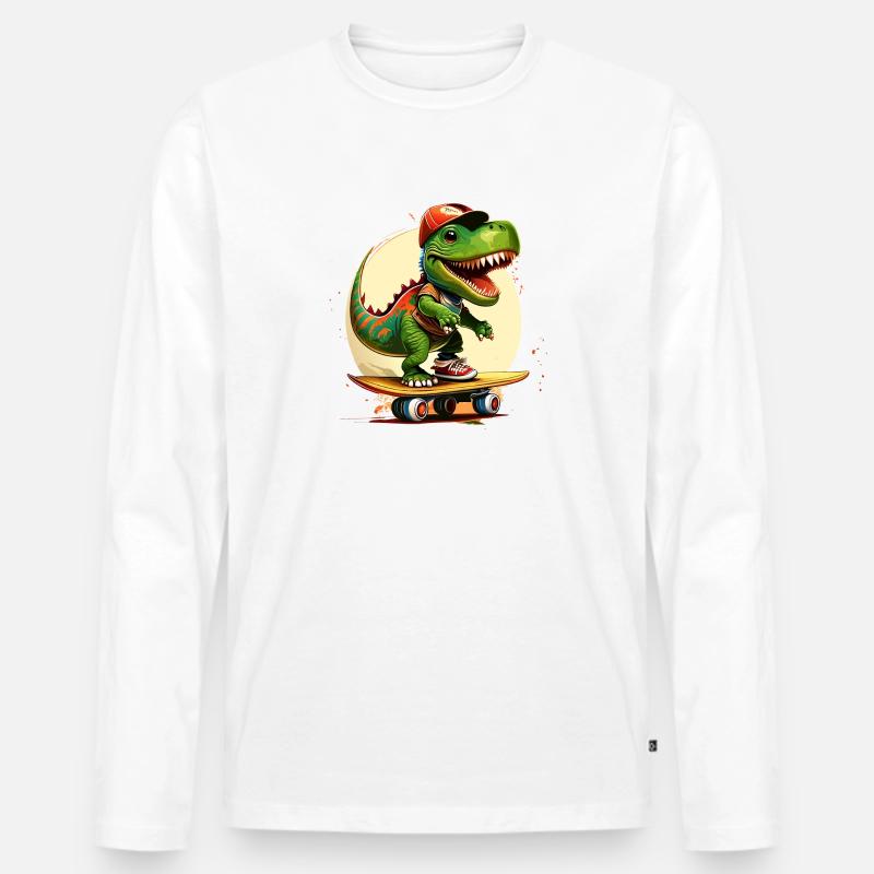 happy skating rex - Männer Premium Bio Langarmshirt - Weiß