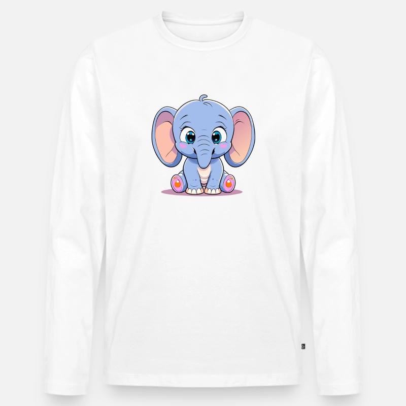 cute elephant - Männer Premium Bio Langarmshirt - Weiß