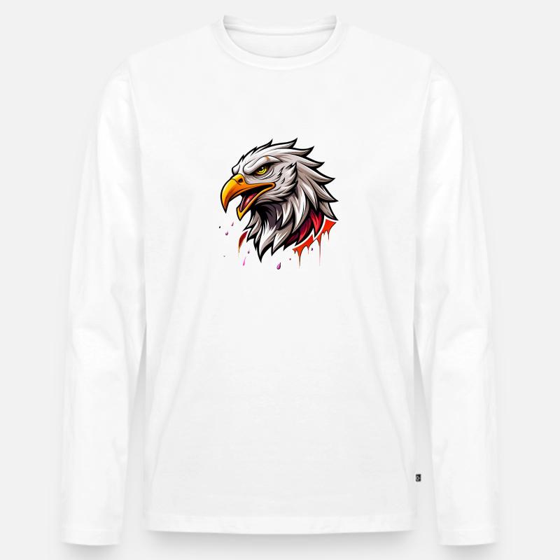 eagle head - Männer Premium Bio Langarmshirt - Weiß
