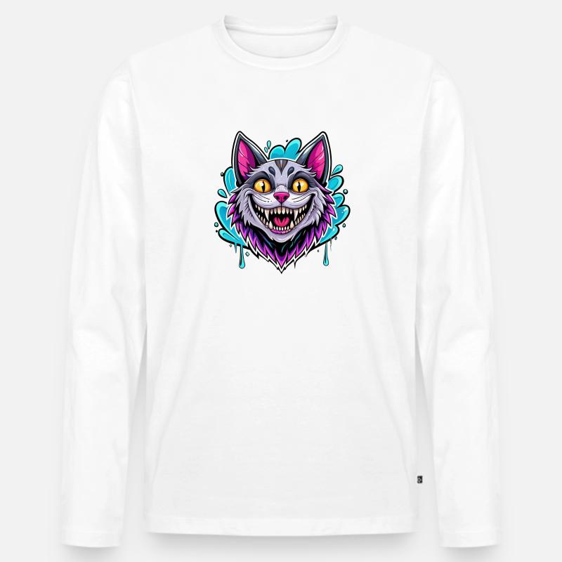 smiling cat - Männer Premium Bio Langarmshirt - Weiß