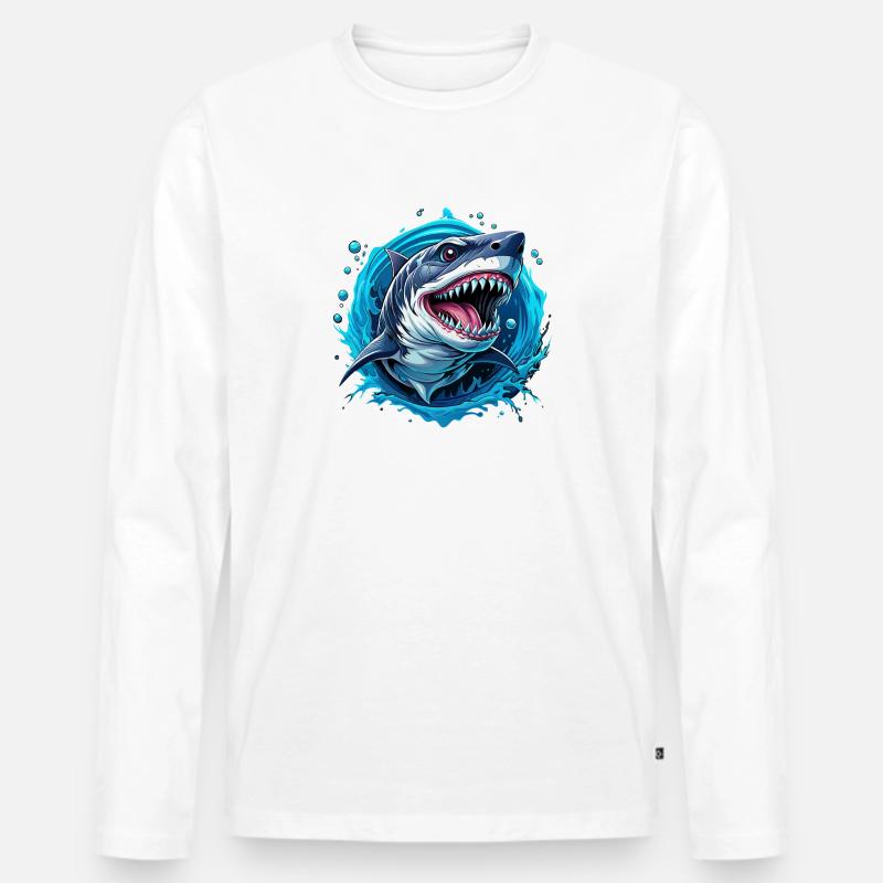 hai - Männer Premium Bio Langarmshirt - Weiß