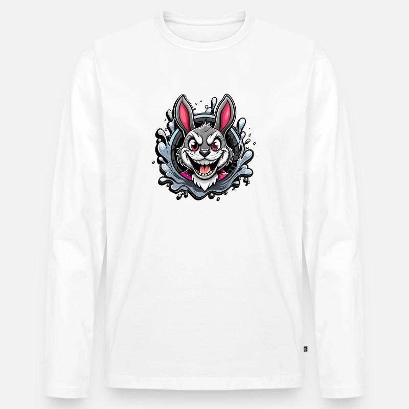 crazy easter bunny - Männer Premium Bio Langarmshirt - Weiß