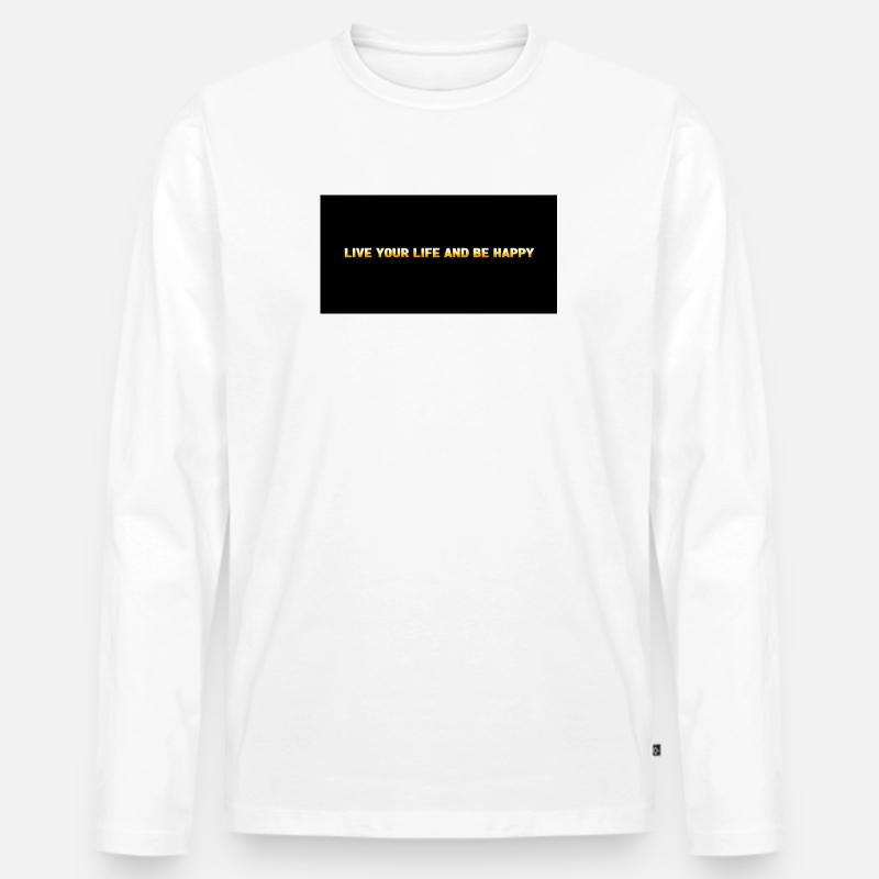 Lebe dein Leben – Glücklich sein - Männer Premium Bio Langarmshirt - Weiß