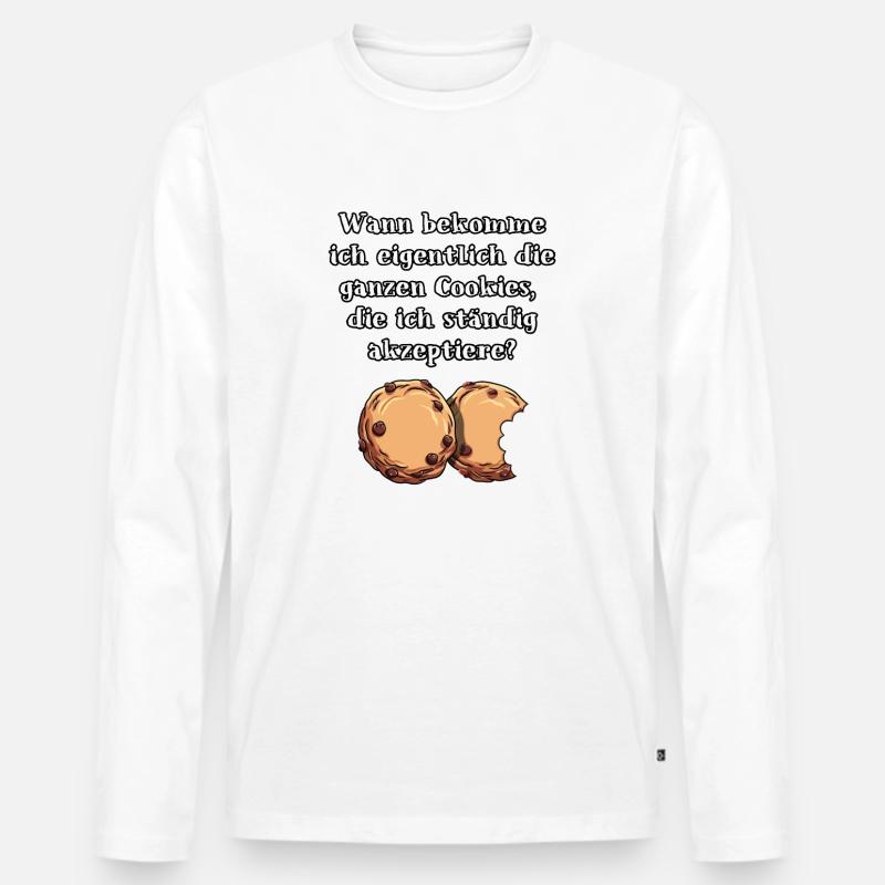 Cookies Spruch - Männer Premium Bio Langarmshirt - Weiß