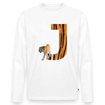 tiger j - Männer Premium Bio Langarmshirt - Weiß - Vorne - Nico (187cm)
