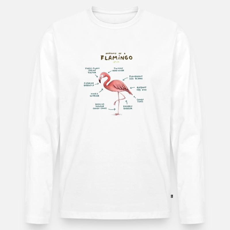 Anatomie eines Flamingo-T-Shirts - Männer Premium Bio Langarmshirt - Weiß