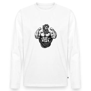 Bodybuilder Bodybuilding Muscles - Men's Premium Organic Long Sleeve Shirt - white - Front - Nico (187cm)