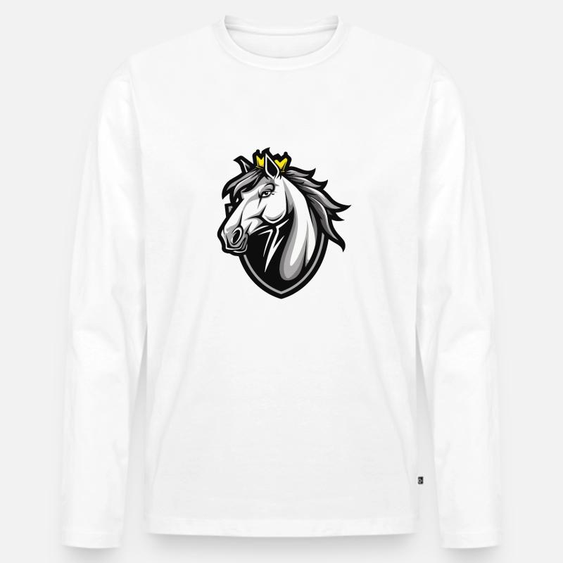 Pferd Krone - Männer Premium Bio Langarmshirt - undefined