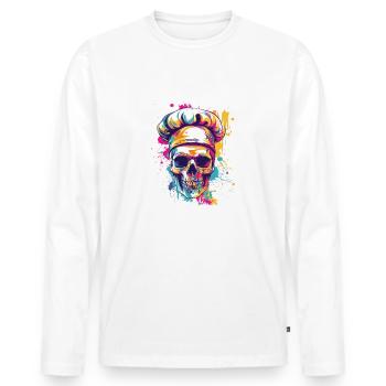 Chef Chef Skull - Men's Premium Organic Long Sleeve Shirt - white - Front - Nico (187cm)