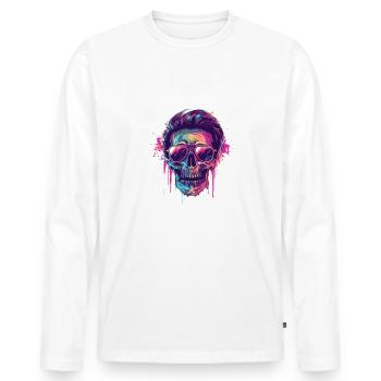 Party Skull - Men's Premium Organic Long Sleeve Shirt - white - Front - Nico (187cm)