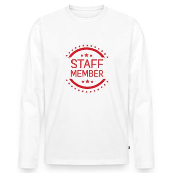 Staff Mitglied - Männer Premium Bio Langarmshirt - Weiß - Vorne - Nico (187cm)