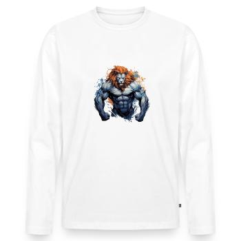 Lion Muscles Bodybuilding Gym - Men's Premium Organic Long Sleeve Shirt - white - Front - Nico (187cm)