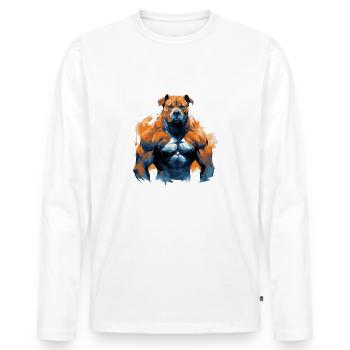 Hund Pit Muskeln Bodybuilding Beast - Männer Premium Bio Langarmshirt - Weiß - Vorne - Nico (187cm)