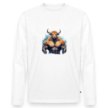 Bull Bull Muscles Musculation Bête - T-shirt manches longues Premium bio Homme - blanc - Devant - Nico (187cm)