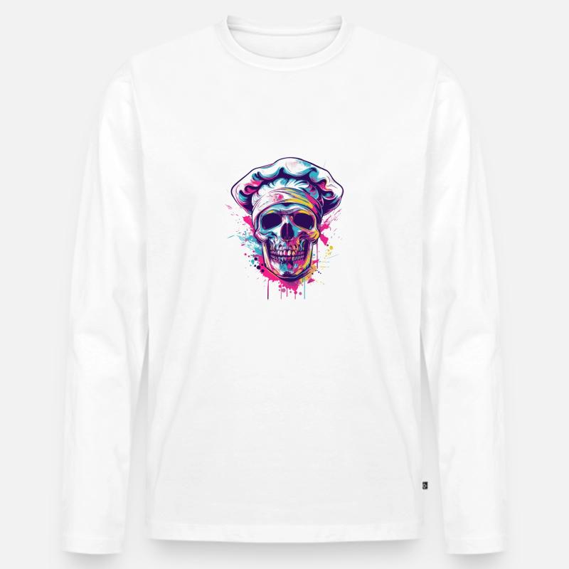 Koch Totenkopf Chef - Männer Premium Bio Langarmshirt - Weiß