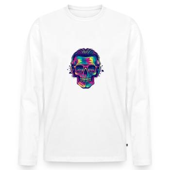 Skull Party - Men's Premium Organic Long Sleeve Shirt - white - Front - Nico (187cm)