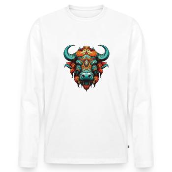Bulle Kopf Porträt Kopf - Männer Premium Bio Langarmshirt - Weiß - Vorne - Nico (187cm)